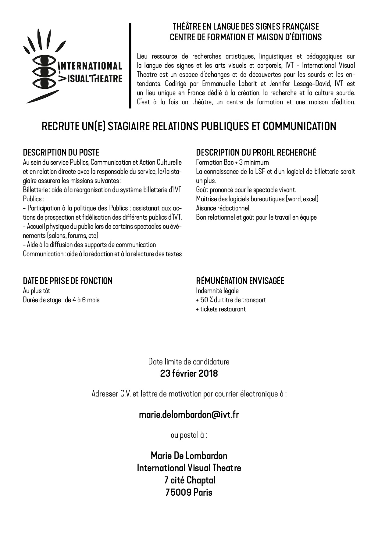 Offre de stage